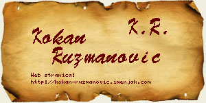 Kokan Ružmanović vizit kartica